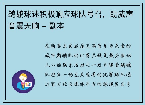 鹈鹕球迷积极响应球队号召，助威声音震天响 - 副本